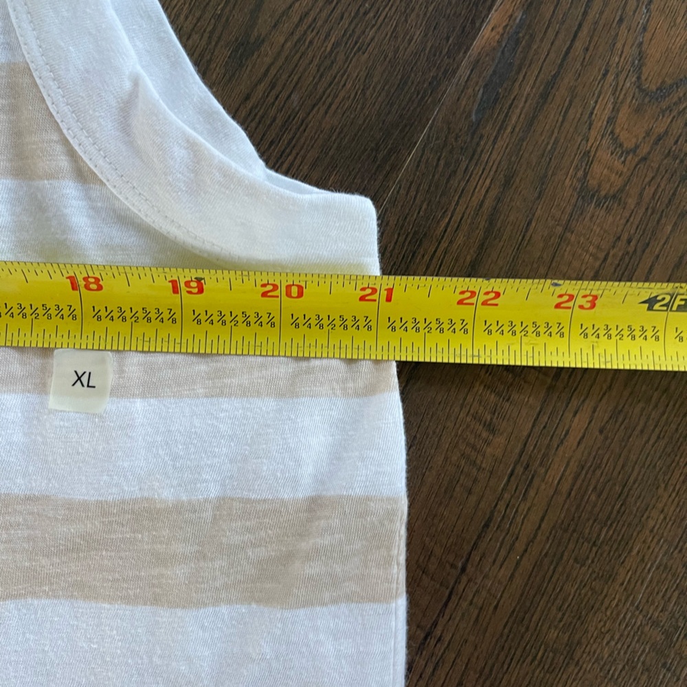 LOFT Crewneck Tan White Stripe Sleeveless Tank Top Preppy Classic Size XL NWOT - Picture 8 of 8
